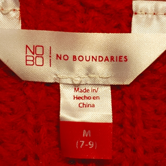 No Boundaries Brilliant Red Twist Faux Pearl Sweater - Picture 5 of 5